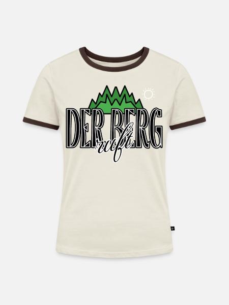 Der Berg ruft - Frauen Kontrast-T-Shirt - Off-White/Dunkelbraun