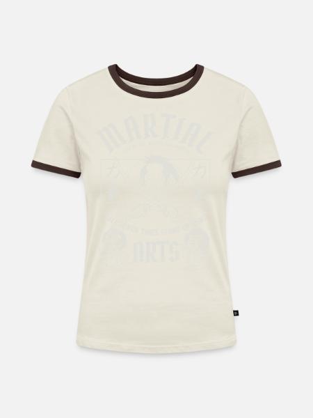 Martial Arts dunkle - Frauen Kontrast-T-Shirt - Off-White/Dunkelbraun