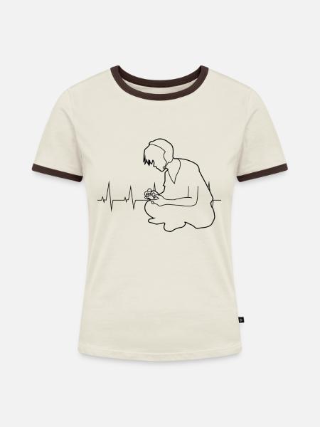 Zocken - Frauen Kontrast-T-Shirt - Off-White/Dunkelbraun