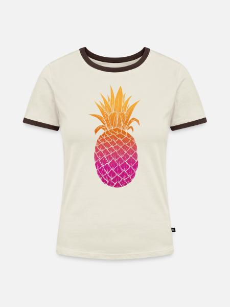 Ananas - Frauen Kontrast-T-Shirt - Off-White/Dunkelbraun