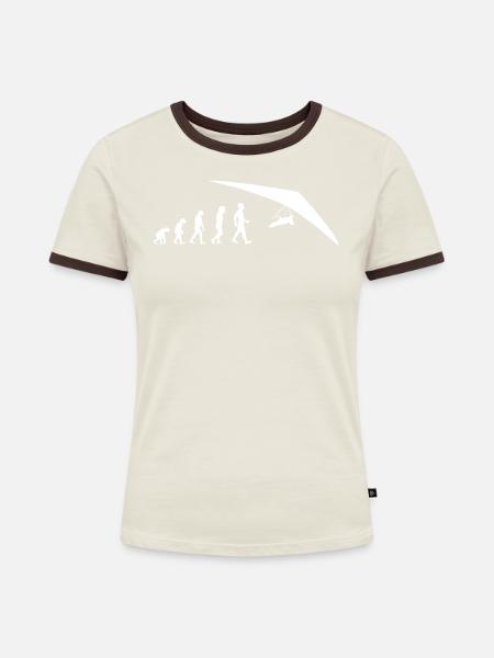 Evolution Drachenflieger Gleiter Hang Gliding - Frauen Kontrast-T-Shirt - Off-White/Dunkelbraun