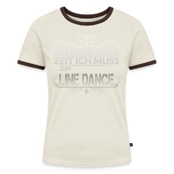 Linedance Spruch - Frauen Kontrast-T-Shirt - Off-White/Dunkelbraun - Vorne - AI Model Female 172 dark (172cm)