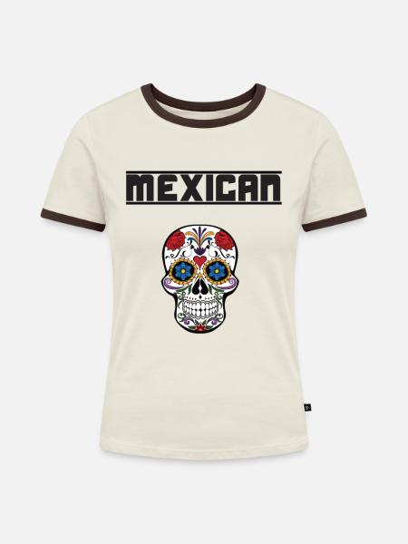 Mexican - Frauen Kontrast-T-Shirt - Off-White/Dunkelbraun
