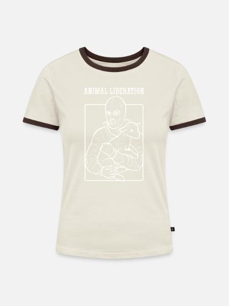 Tierbefreiung Tier-Aktivist Geschenk - Frauen Kontrast-T-Shirt - Off-White/Dunkelbraun