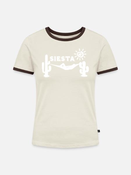 Siesta Mexiko Spanisch Geschenk - Frauen Kontrast-T-Shirt - Off-White/Dunkelbraun