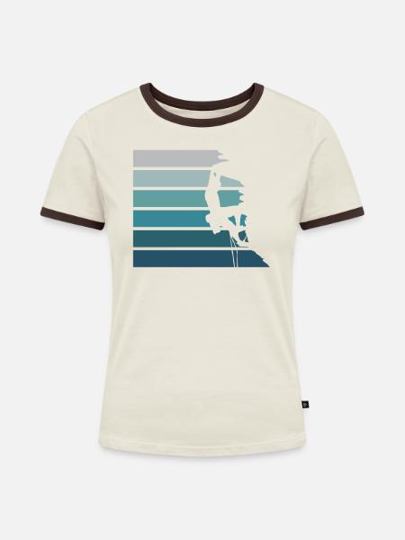 Seilklettere T-Shirt Felskletterer Geschenk - Frauen Kontrast-T-Shirt - Off-White/Dunkelbraun