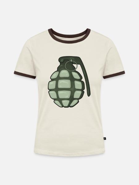Granate Handgranate Gamer Gaming - Frauen Kontrast-T-Shirt - Off-White/Dunkelbraun