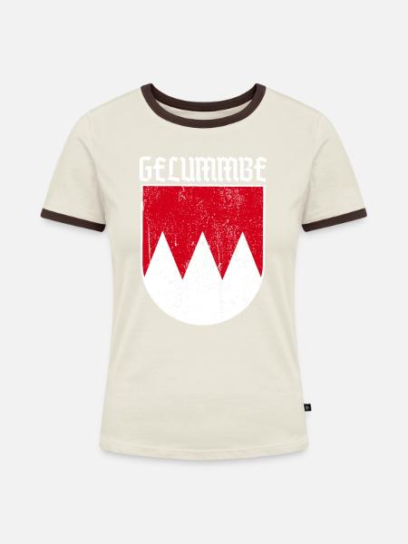 gelummbe fränkisch - Frauen Kontrast-T-Shirt - Off-White/Dunkelbraun
