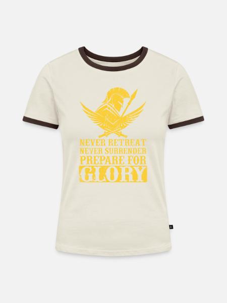 Spartaner Molon Labe - Frauen Kontrast-T-Shirt - Off-White/Dunkelbraun