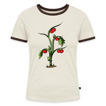 Tomate - Frauen Kontrast-T-Shirt - Off-White/Dunkelbraun - Vorne - AI Model Female 172 dark (172cm)