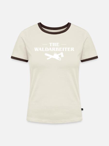 The Waldarbeiter Geschenk - Frauen Kontrast-T-Shirt - Off-White/Dunkelbraun
