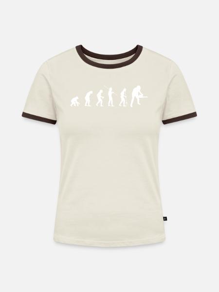 Evolution Waldarbeiter Geschenk - Frauen Kontrast-T-Shirt - Off-White/Dunkelbraun