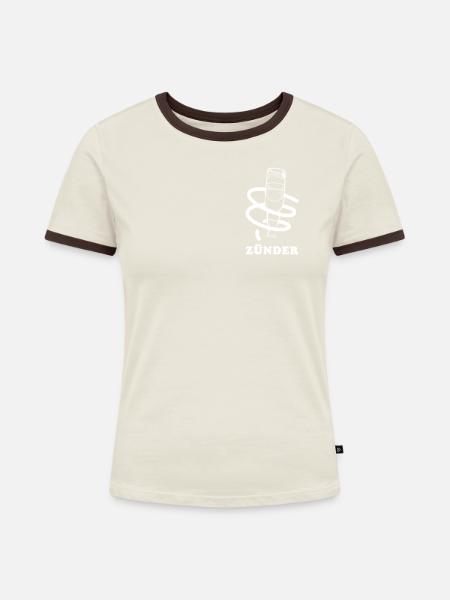 Bier Tornado Zünder - Frauen Kontrast-T-Shirt - Off-White/Dunkelbraun