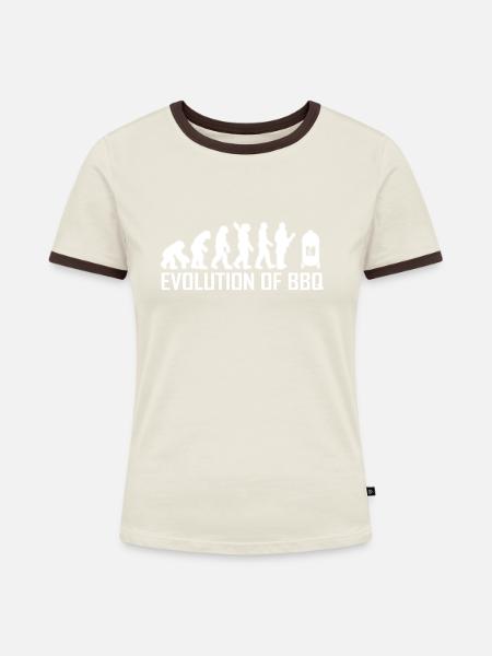 Watersmoker Evolution Of BBQ - Frauen Kontrast-T-Shirt - Off-White/Dunkelbraun