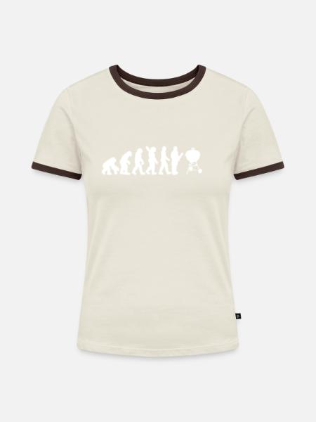 Kohlegrill Grill Evolution - Frauen Kontrast-T-Shirt - Off-White/Dunkelbraun