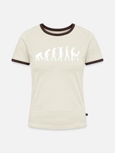 BBQ Grill EVOLUTION GRILL - Frauen Kontrast-T-Shirt - Off-White/Dunkelbraun