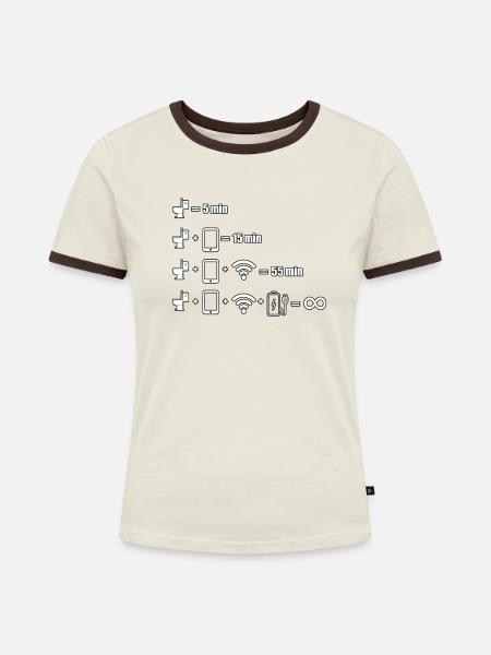 IT-Experte Programmierer Informatiker - Frauen Kontrast-T-Shirt - Off-White/Dunkelbraun