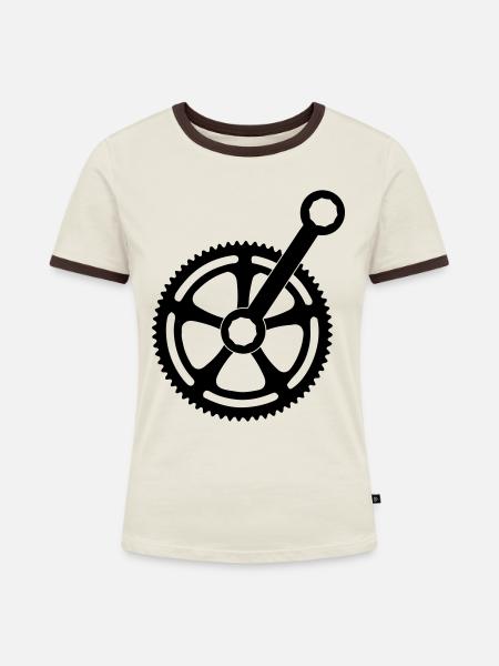 Zahnrad - Frauen Kontrast-T-Shirt - Off-White/Dunkelbraun