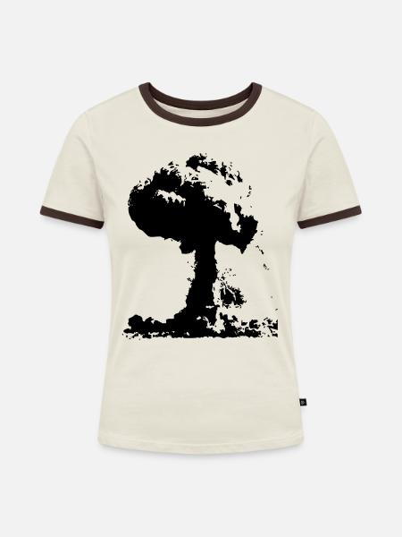 atompilz - Frauen Kontrast-T-Shirt - Off-White/Dunkelbraun