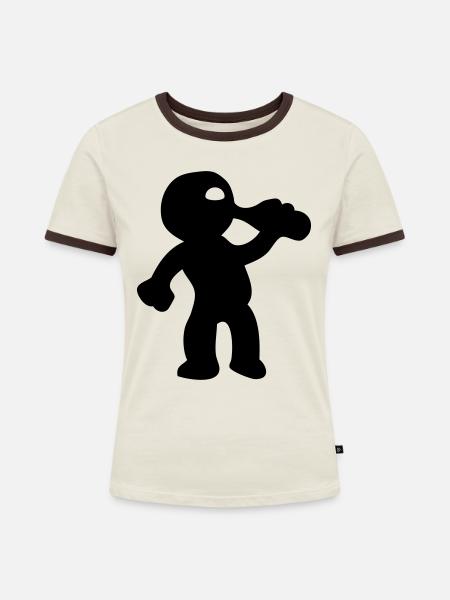 trinken - Frauen Kontrast-T-Shirt - Off-White/Dunkelbraun