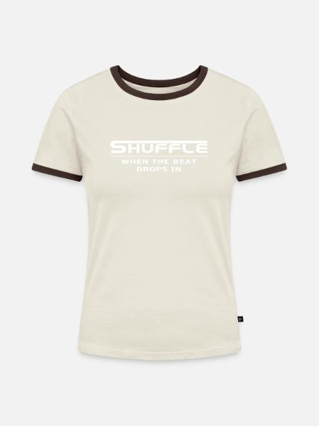 shuffle shirt - Frauen Kontrast-T-Shirt - Off-White/Dunkelbraun