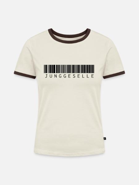 Junggeselle Barcode - Frauen Kontrast-T-Shirt - Off-White/Dunkelbraun
