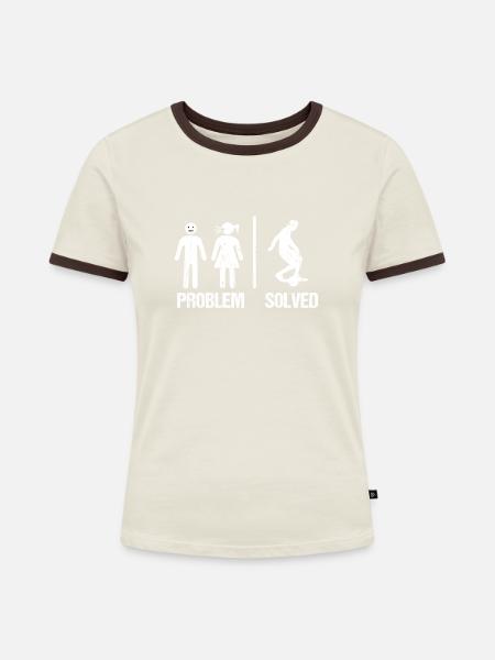 Problem Solved Shirt Onewheel Geschenk - Frauen Kontrast-T-Shirt - Off-White/Dunkelbraun