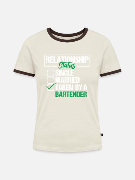 Bartender Beziehungsstatus Shirt - Frauen Kontrast-T-Shirt - Off-White/Dunkelbraun