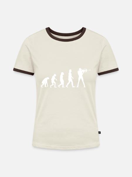EVOLUTION BIATHLON - Frauen Kontrast-T-Shirt - Off-White/Dunkelbraun