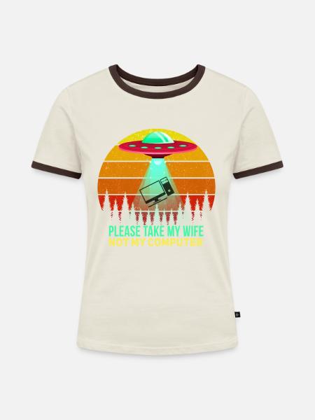 Witziger Zocker Programmierer Spruch - Frauen Kontrast-T-Shirt - Off-White/Dunkelbraun