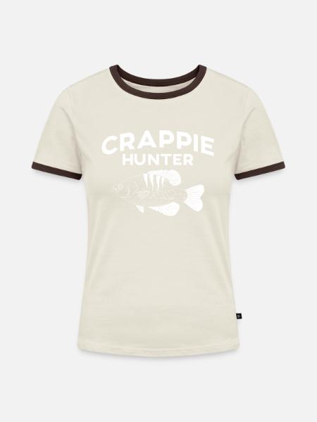 Crappie Hunter Shirt Geschenk - Frauen Kontrast-T-Shirt - Off-White/Dunkelbraun