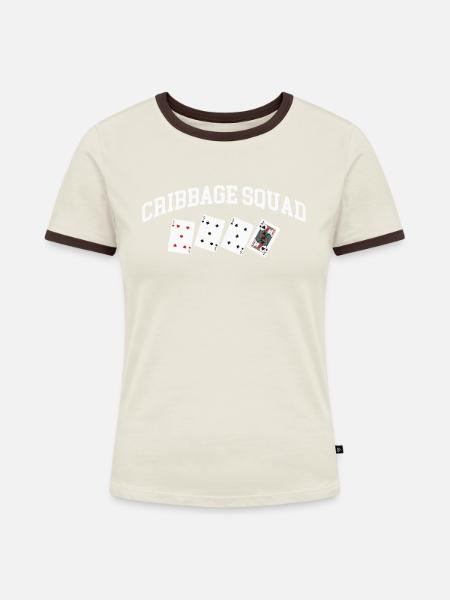 Cribbage Squad Shirt Geschenk - Frauen Kontrast-T-Shirt - Off-White/Dunkelbraun
