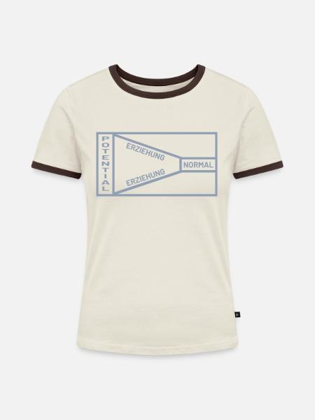 Erziehung Potential Normal Sprüche - Frauen Kontrast-T-Shirt - Off-White/Dunkelbraun