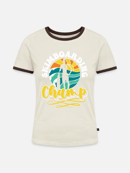 Skimboarding Champ Shirt Geschenk - Frauen Kontrast-T-Shirt - Off-White/Dunkelbraun