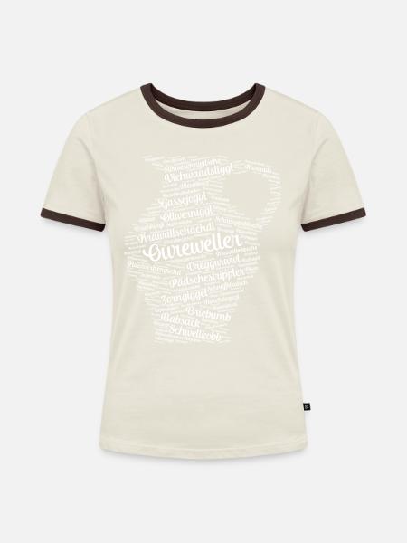 Bembel weiss - Frauen Kontrast-T-Shirt - Off-White/Dunkelbraun