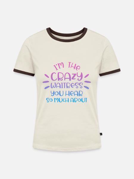 Diner Bar Kellnerin Kellner - Frauen Kontrast-T-Shirt - Off-White/Dunkelbraun