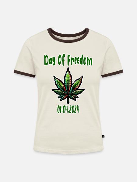 Hanf, Cannabis, Gras, Babak, Bobaz - Frauen Kontrast-T-Shirt - Off-White/Dunkelbraun
