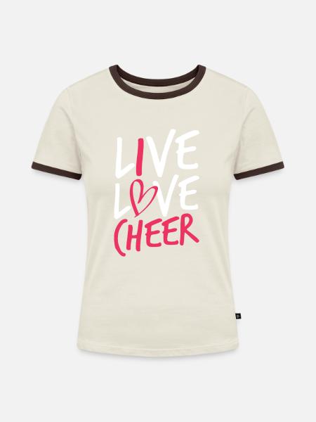 Leben Liebe Jubel - Frauen Kontrast-T-Shirt - Off-White/Dunkelbraun