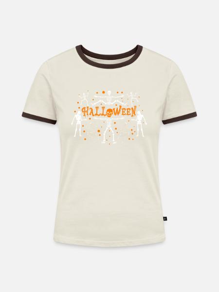 Lustiges Halloween-design - Frauen Kontrast-T-Shirt - Off-White/Dunkelbraun