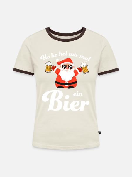 bier10 Zeichenfläche 1 - Frauen Kontrast-T-Shirt - Off-White/Dunkelbraun
