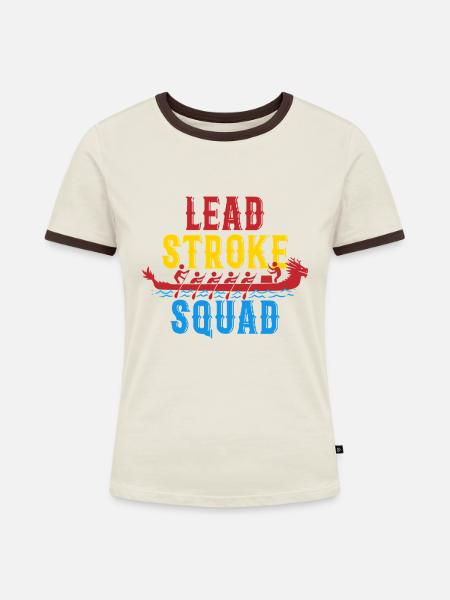 Drachenboot Drachenbootrennen Lead Stroke Squad - Frauen Kontrast-T-Shirt - Off-White/Dunkelbraun