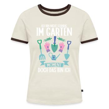 Ich Bin Nicht Ständig Im Garten Gärtner Gärtnerin - Frauen Kontrast-T-Shirt - Off-White/Dunkelbraun - Vorne - AI Model Female 172 dark (172cm)