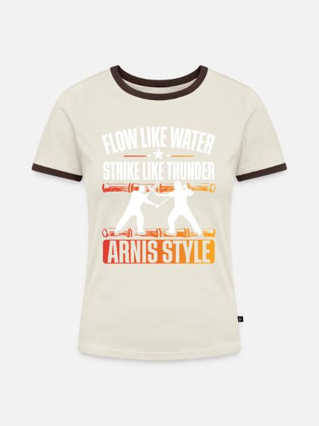 Escrima Arnis Kampfsport - Frauen Kontrast-T-Shirt - Off-White/Dunkelbraun