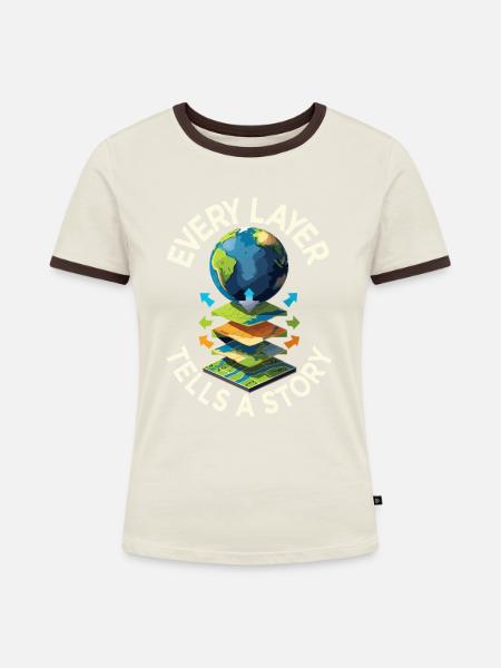Geografische Informationssysteme Every Layer - Frauen Kontrast-T-Shirt - Off-White/Dunkelbraun