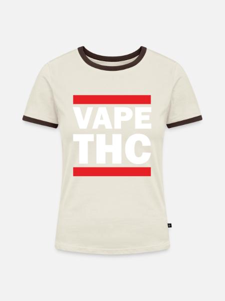 Vape THC White - Frauen Kontrast-T-Shirt - Off-White/Dunkelbraun