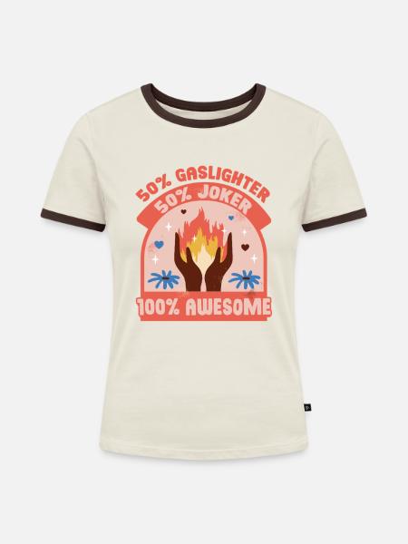 Gaslighter Gaslighting - Frauen Kontrast-T-Shirt - Off-White/Dunkelbraun