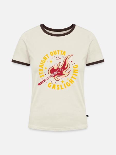 Gaslighter Gaslighting - Frauen Kontrast-T-Shirt - Off-White/Dunkelbraun
