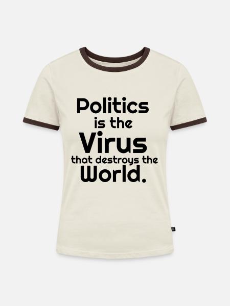 Politics - Frauen Kontrast-T-Shirt - Off-White/Dunkelbraun