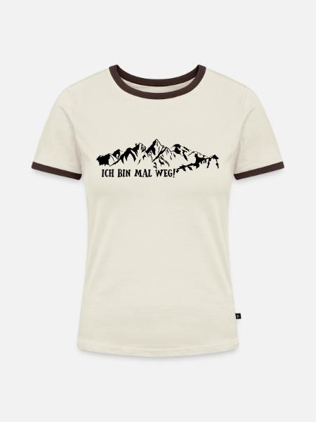 ich bin mal weg - Frauen Kontrast-T-Shirt - Off-White/Dunkelbraun