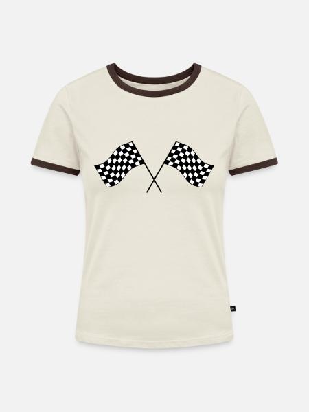 Race - Frauen Kontrast-T-Shirt - Off-White/Dunkelbraun